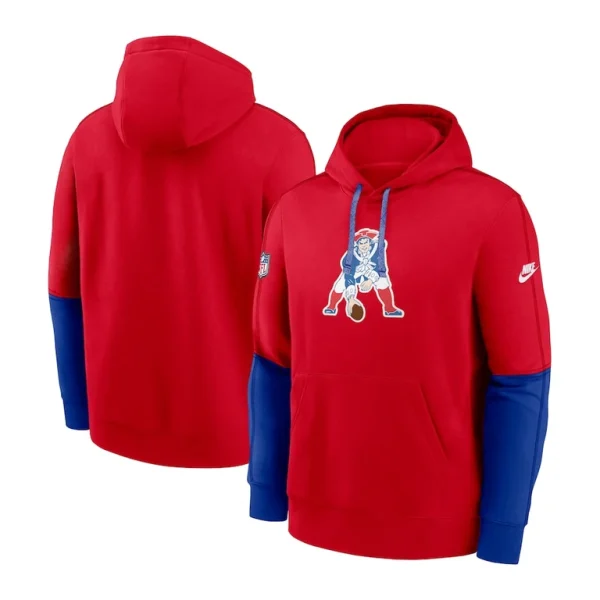 New england patriots nike throwback logo club tri blend pullover hoodie Red