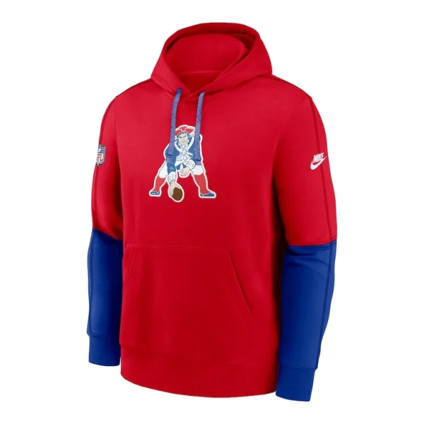 New england patriots nike throwback logo club tri blend pullover hoodie Red M
