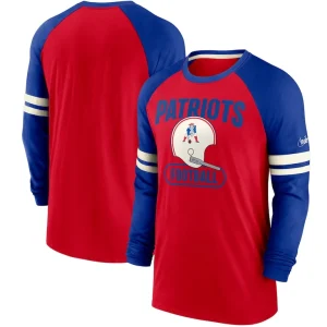 New england patriots nike throwback raglan long sleeve t shirt Redroyal