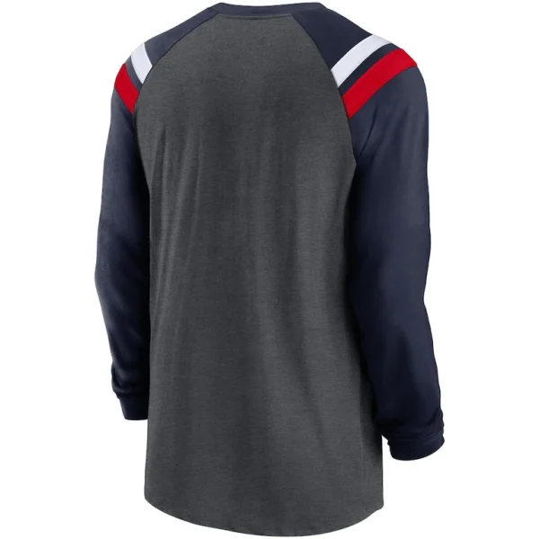 New england patriots nike tri blend raglan athletic long sleeve fashion t shirt Heathered charcoalnavy L