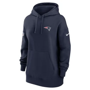 New england patriots nike womens 2023 sideline club fleece pullover hoodie Navy S