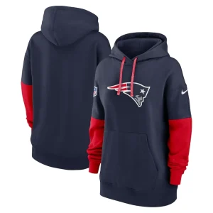 New england patriots nike womens 2024 sideline essential fleece pullover hoodie Navy