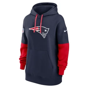 New england patriots nike womens 2024 sideline essential fleece pullover hoodie Navy S