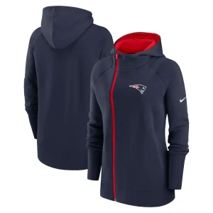 New england patriots nike womens asymmetrical raglan full zip hoodie Navy
