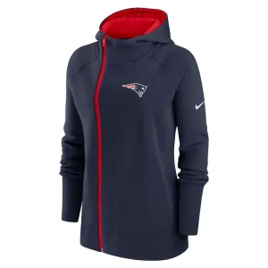 New england patriots nike womens asymmetrical raglan full zip hoodie Navy S