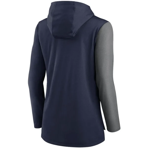 New england patriots nike womens chevron hoodie performance long sleeve t shirt Navyheathered charcoal M