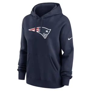 New england patriots nike womens club fleece pullover hoodie Navy S