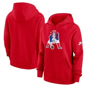 New england patriots nike womens club fleece pullover hoodie Red