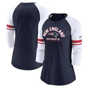 New england patriots nike womens fashion 34 sleeve lightweight raglan fashion t shirt Navy