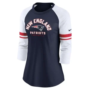 New england patriots nike womens fashion 34 sleeve lightweight raglan fashion t shirt Navy S