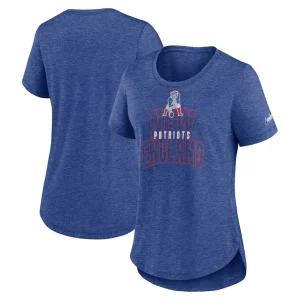 New england patriots nike womens fashion tri blend t shirt Heather royal