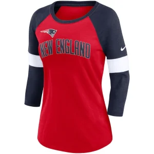 New england patriots nike womens football pride raglan 34 sleeve t shirt Heather redheather navy S
