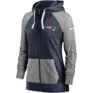 New england patriots nike womens gym vintage full zip hoodie Heathered navy S