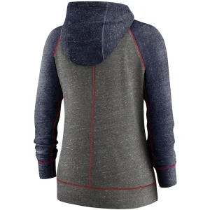 New england patriots nike womens gym vintage raglan full zip hoodie Heathered charcoalnavy M