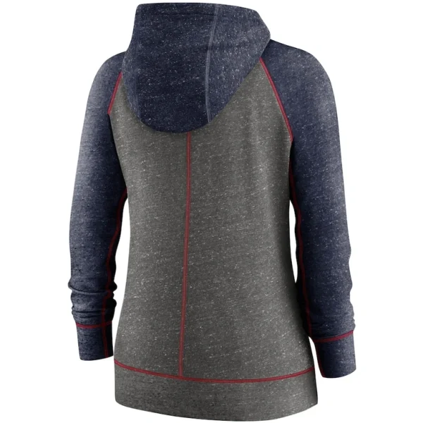 New england patriots nike womens gym vintage raglan full zip hoodie Heathered charcoalnavy M