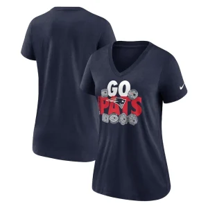New england patriots nike womens hometown collection tri blend v neck t shirt Navy