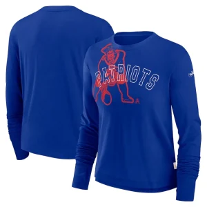 New england patriots nike womens layered logo cropped long sleeve fashion t shirt Royal