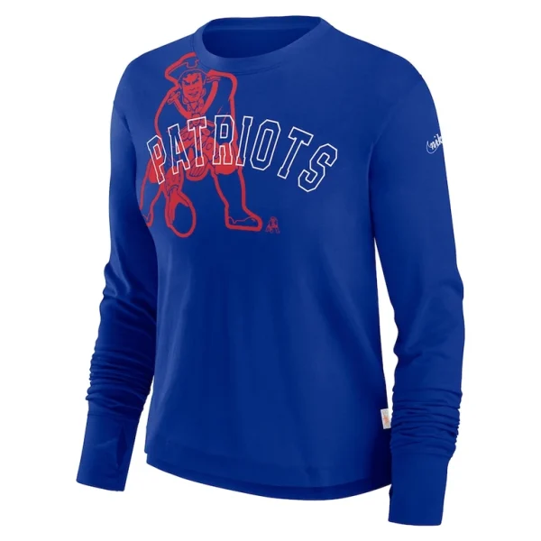 New england patriots nike womens layered logo cropped long sleeve fashion t shirt Royal S