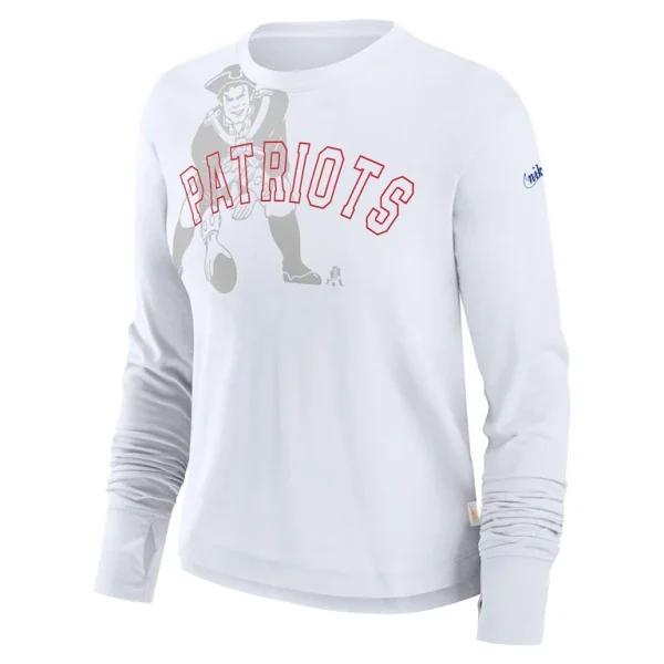 New england patriots nike womens layered logo cropped long sleeve fashion t shirt White S