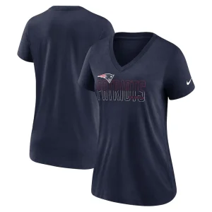 New england patriots nike womens lock up tri blend v neck t shirt Heathered navy