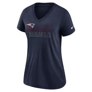 New england patriots nike womens lock up tri blend v neck t shirt Heathered navy S