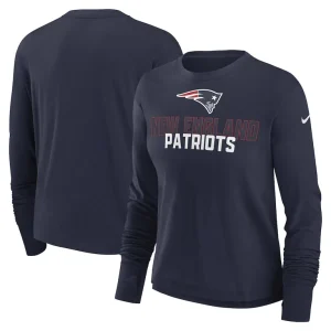 New england patriots nike womens modest crop performance long sleeve t shirt Navy