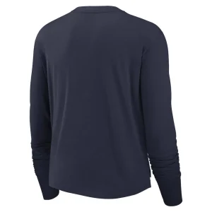 New england patriots nike womens modest crop performance long sleeve t shirt Navy M