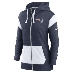 New england patriots nike womens monaco lightweight full zip hoodie Navywhite S