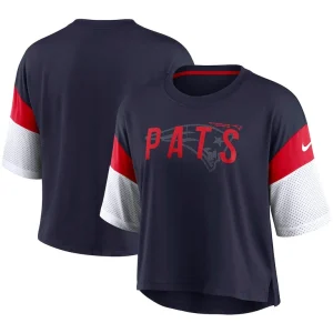 New england patriots nike womens nickname tri blend performance crop top Navywhite