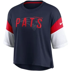 New england patriots nike womens nickname tri blend performance crop top Navywhite S