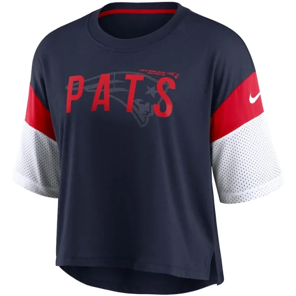 New england patriots nike womens nickname tri blend performance crop top Navywhite S