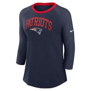 New england patriots nike womens raglan 34 sleeve t shirt Navy S