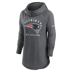 New england patriots nike womens raglan funnel neck pullover hoodie Heather charcoal S