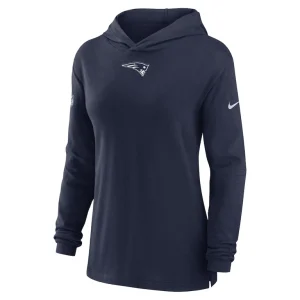 New england patriots nike womens sideline performance long sleeve hoodie t shirt Navy S