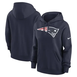 New england patriots nike womens team logo club fleece pullover hoodie Navy