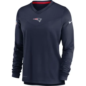 New england patriots nike womens top coach performance v neck long sleeve t shirt Navy S