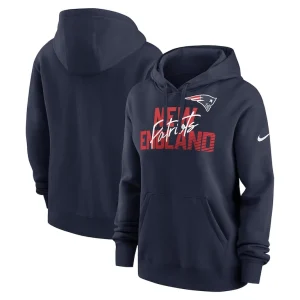 New england patriots nike womens wordmark club fleece pullover hoodie Navy
