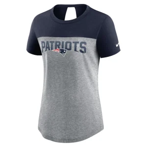 New england patriots nike womens wordmark keyhole fashion tri blend t shirt Heathered charcoalnavy S