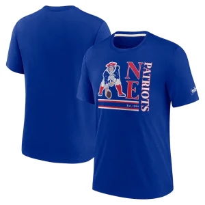 New england patriots nike wordmark logo tri blend t shirt Royal