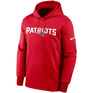 New england patriots nike wordmark performance pullover hoodie Red M