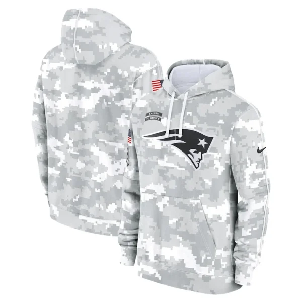 New england patriots nike youth 2024 salute to service pullover hoodie Whitegray
