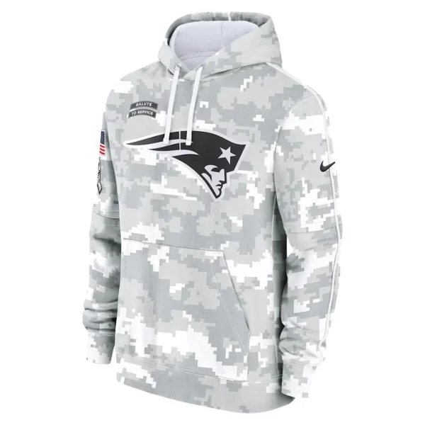 New england patriots nike youth 2024 salute to service pullover hoodie Whitegray Yth M