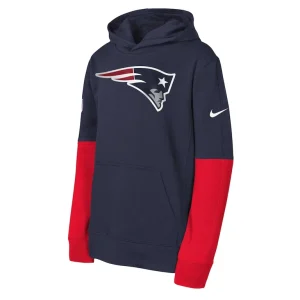 New england patriots nike youth club pullover hoodie Navy Yth M