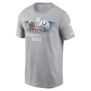 New england patriots vs. indianapolis colts nike 2023 frankfurt game essential t shirt Heather gray M