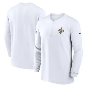 New orleans saints nike 2023 sideline performance long sleeve tri blend quarter zip top White