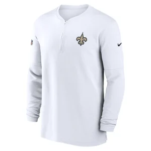 New orleans saints nike 2023 sideline performance long sleeve tri blend quarter zip top White M