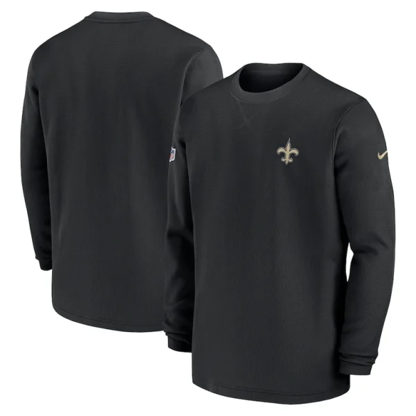 New orleans saints nike 2023 sideline throwback heavy brushed waffle long sleeve top Black
