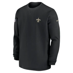 New orleans saints nike 2023 sideline throwback heavy brushed waffle long sleeve top Black M