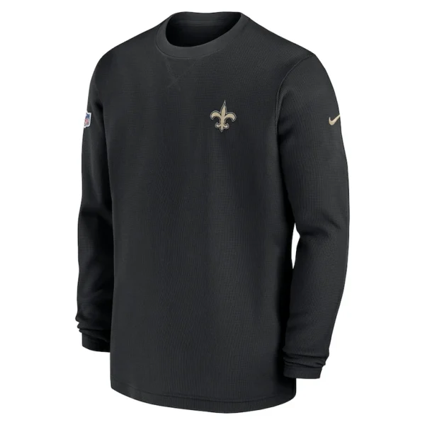 New orleans saints nike 2023 sideline throwback heavy brushed waffle long sleeve top Black M