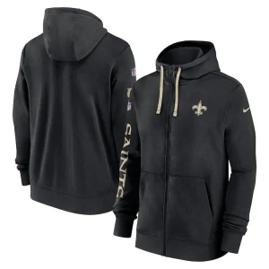 New orleans saints nike 2024 sideline club full zip hoodie Black